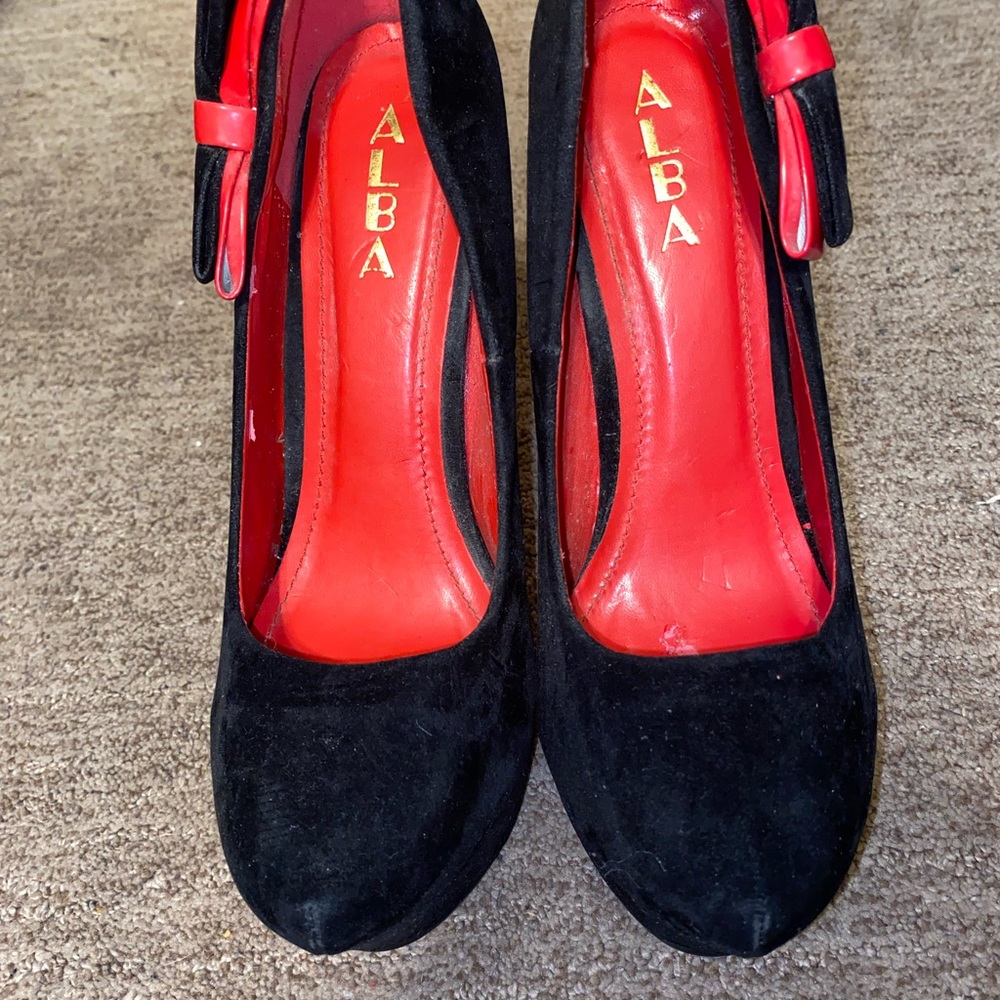 Alba black stilettos interior red size 10